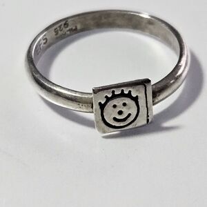 EFS Vintage Sterling Silver Happy Guy Ring Size 6